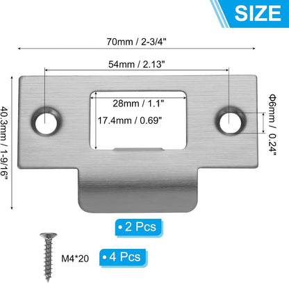 ya 26 10.21 baidi 2Pcs Door Strike Plate 2-3/4 x 1-9/16, Universal Latch T Strike, Grey