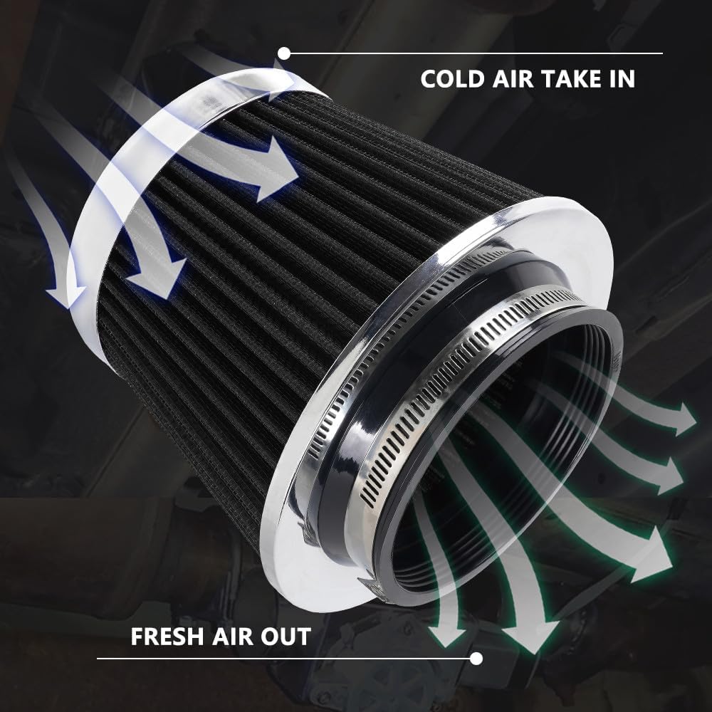 ya 13 9.15 baidi 3/3.5/4 High Flow Inlet Dry Air Filter Cold Air Intake Cone Replacement Black