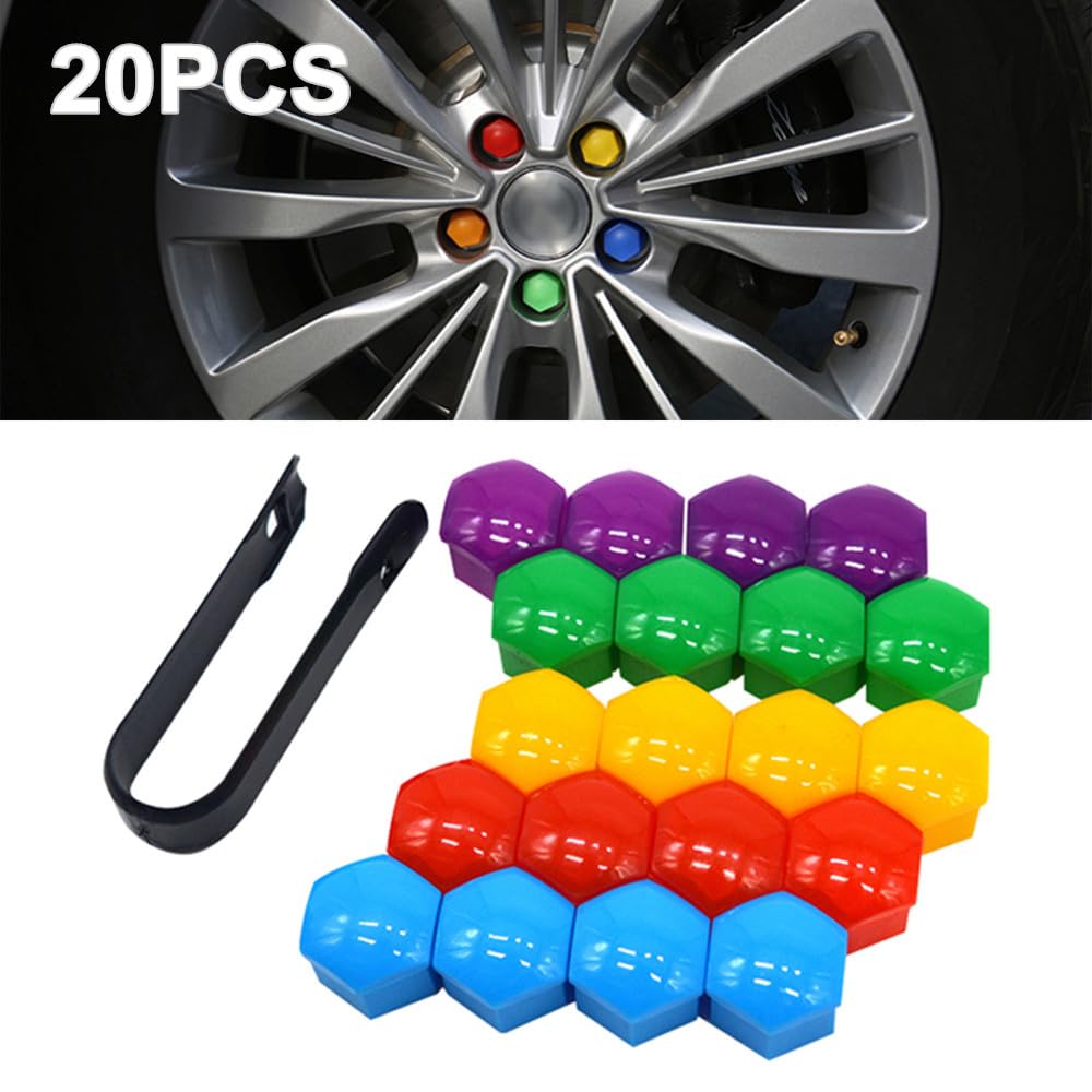 ya 10 9.16 baidi 20PCS Car Wheel Lug Nut Cover 17mm Bolt Protector Hub Screw Caps with Tool