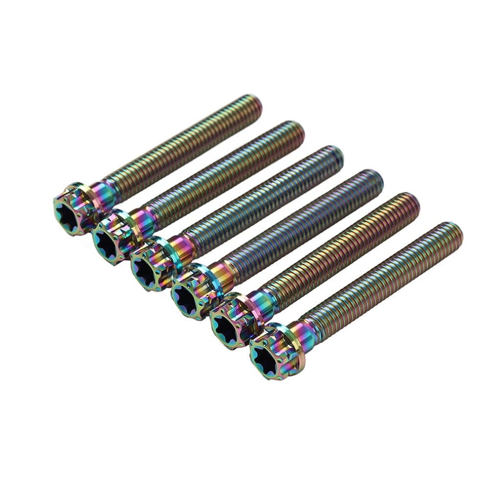 ya 9 10.24 6pcs Bolts Torx Head Flange Screws M8x55mm Rainbow for Motorcycle Bike