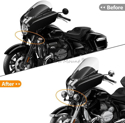ya 23 10.7 baidi Black LED Driving Fog Auxiliary Lights & Bracket Fit for BMW R 18 B R18B Bagger