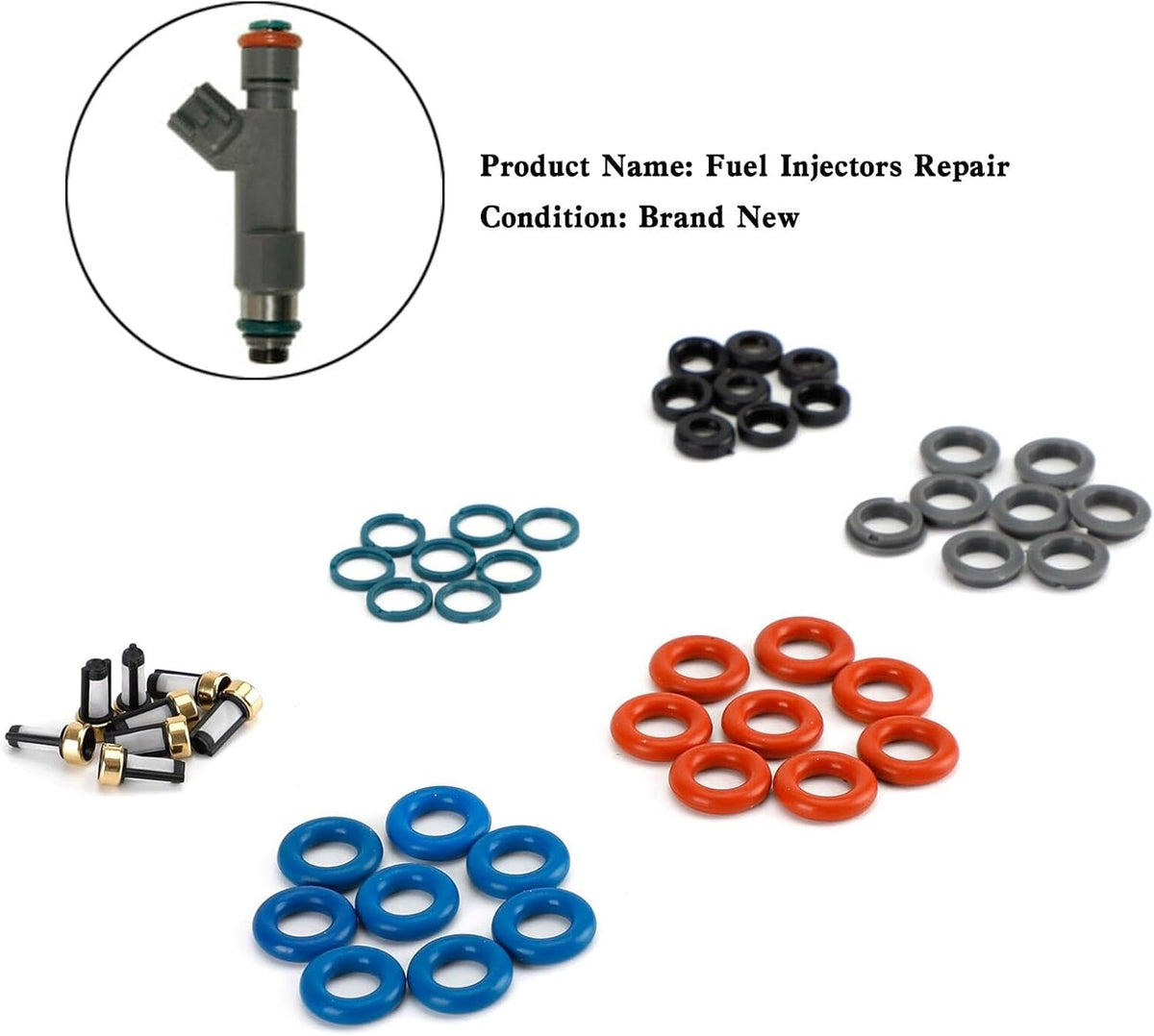 ya 14 9.20 zhengce 8PCS Fuel Injectors Repair Seal Kit Filter Cap FJ1073 for Volvo S80 XC90 4-1
