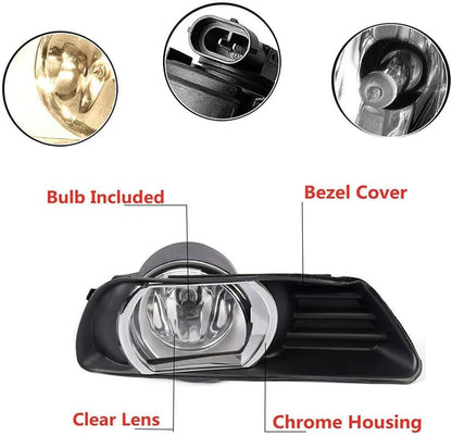 ya 9 10.24 Clear Front Bumper Fog Light Kit Switch for 2007-2009 for Toyota Camry -