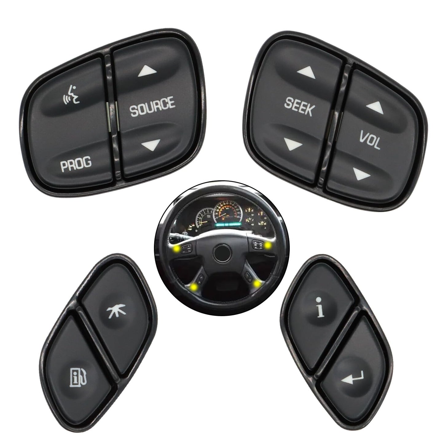 ya 5 8.10 4-Pack Steering Wheel Switch Control Button Suitable for 21997738 21997739 1999442 1999443