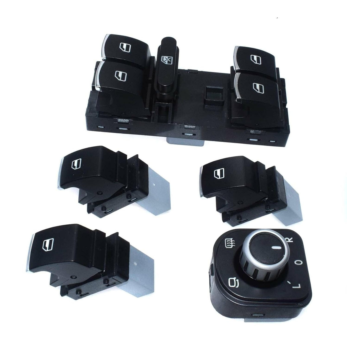 ya 4 8.8 Chrome Main Window Mirror Switch Set 5 for VW Jetta 3 Golf MK5 MK6 Passat