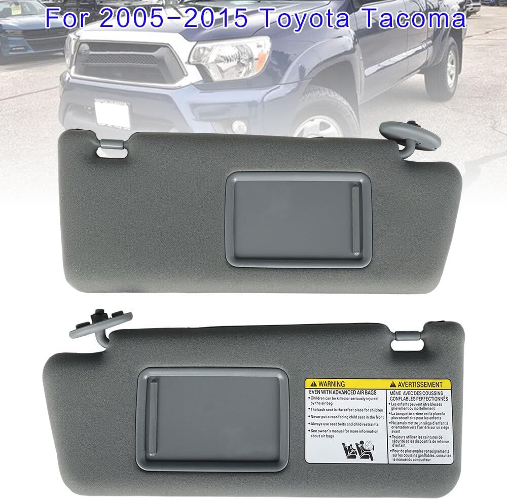 ya 11 9.14 baidifor 2005-2015 for Toyota Tacoma 2X Sun Visor Gray Left and Right Driver Passenger Side -