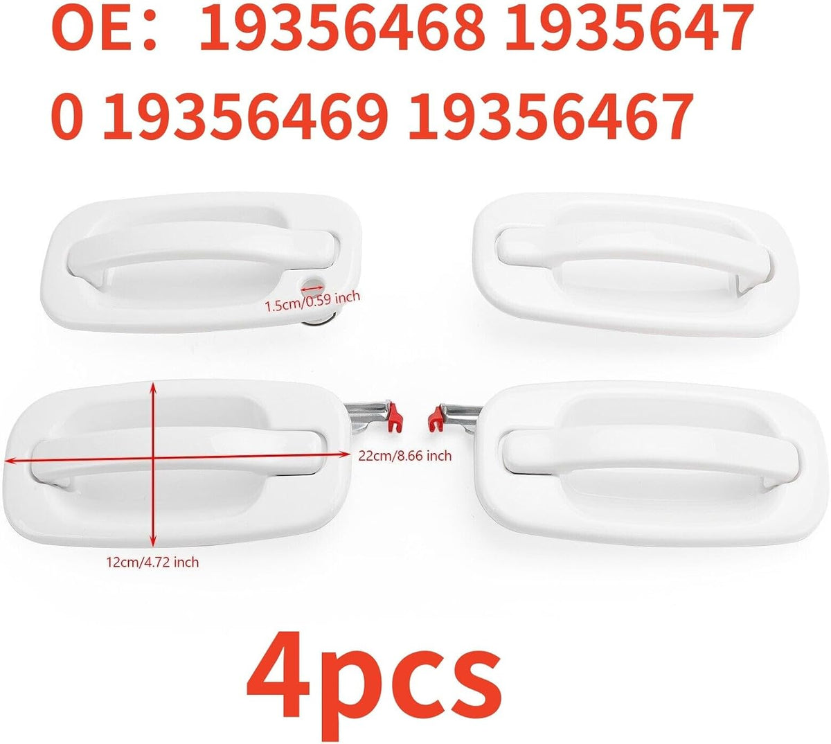 ya 10 9.16 baidi Exterior Olympic White Painted Door Handle Set for 99-07 for Silverado 19356468 4X