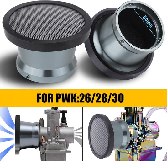ya 5 8.10 2X 50mm Motorcycle Air Filter Horn Cup Velocity Stack For PWK 24/26/28/30mm Carb