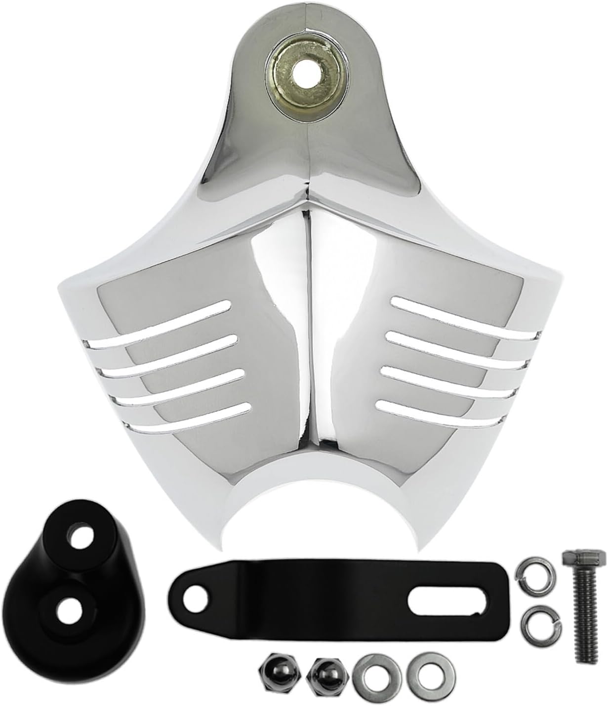 ya 2 8.15 Chrome V-Shield Horn Cover Fit for Harley Softail Dyna Glide Twin Cam Touring
