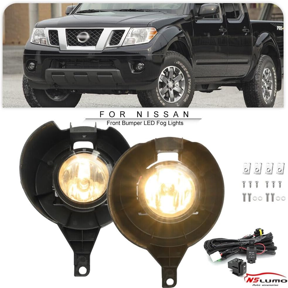 ya 4 8.10 for Nissan Frontier D40 with Chrome Steel Bumper DRL Halogen Fog Lights Driving Lights 