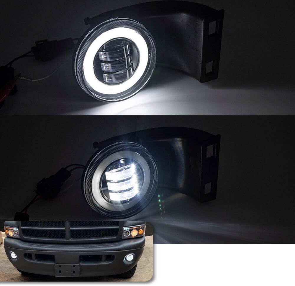 ya 10 9.16 zhengce Halo Ring DRL White LED Fog Light for 1994-2002 for Dodge for Ram 1500 2500
