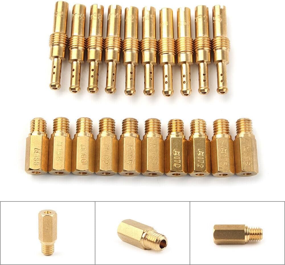 ya 11 9.14 baidi20pcs Main Jets + Slow Pilot Jets Kit Fit Motorcycle Carburetor Carb Gold