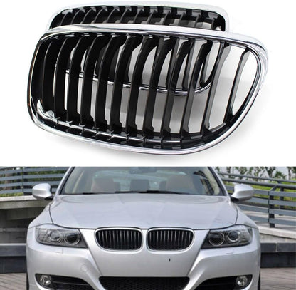 ya 4 8.14 Fit for BMW E90 E91 LCI 328i 335i Front Kidney Grille 2x Chrome Black 09-11