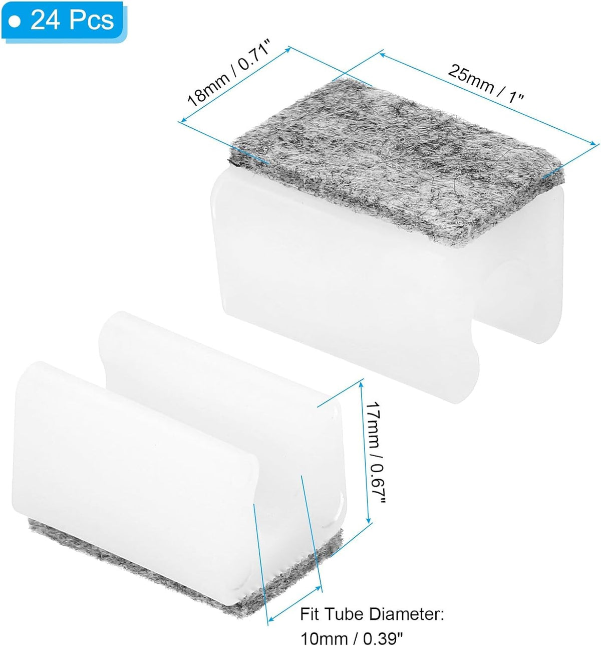 ya 26 10.21 baidi 24pcs U Chair Leg Caps, 10mm U Shaped Chair Leg Tangle, White Grey