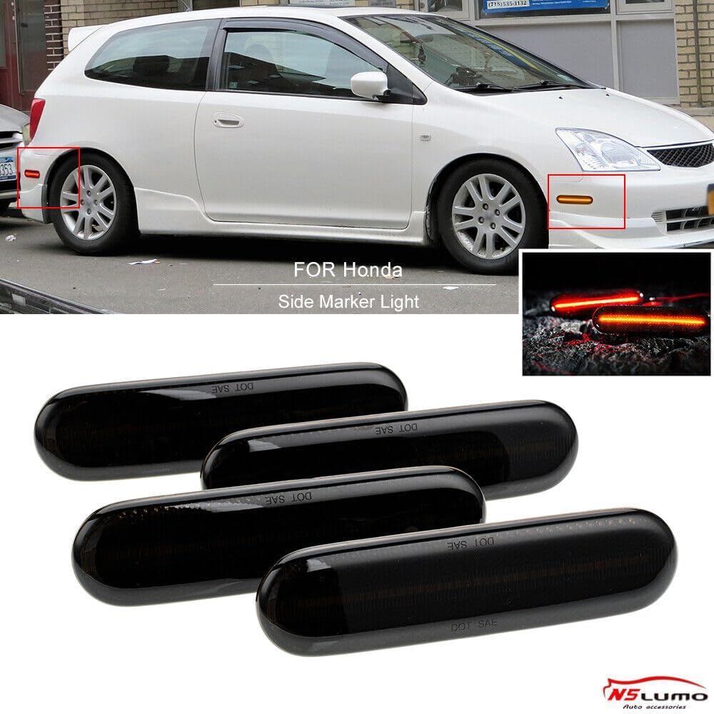 ya 7 8.24 baidi 4 Pack LED Smoked Side Marker Lights for 2002-2005 for Honda for Civic 7th Generation Si/SiR EP3