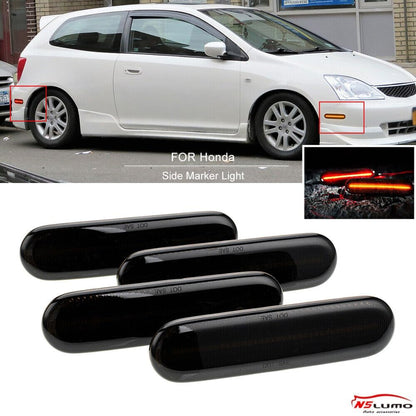 ya 7 8.24 baidi 4 Pack LED Smoked Side Marker Lights for 2002-2005 for Honda for Civic 7th Generation Si/SiR EP3