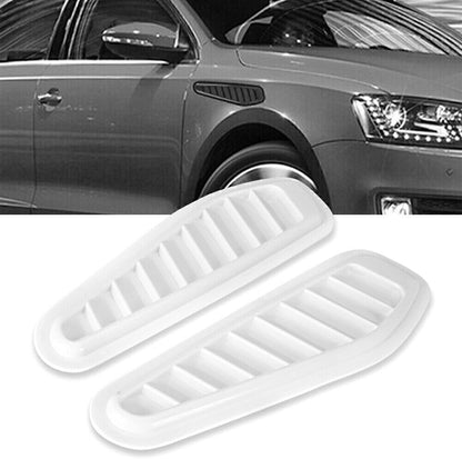 ya 4 8.24 baidi 2x Car Decorative Air Flow Intake Hood Scoop Vent Bonnet Cover White Universal