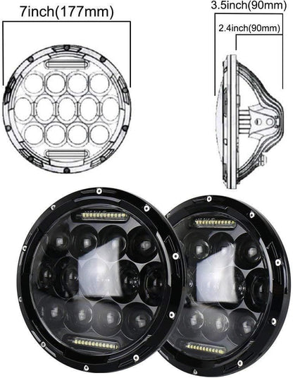 ya 7 8.24 baidi For FJ Cruiser 2007-2014 7 Projector Round LED Headlight Combination High/Low Beam 