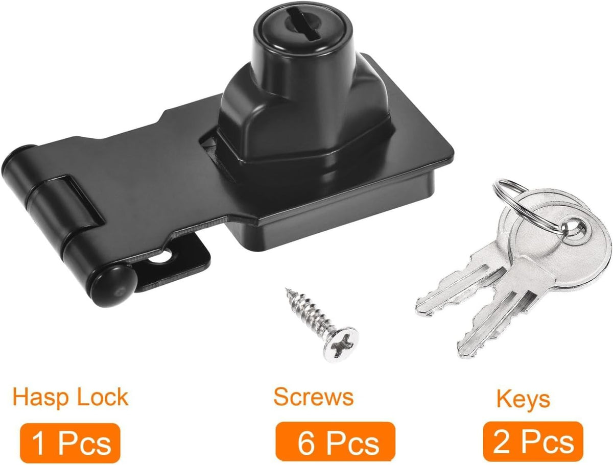 ya 26 10.21 baidi 2.5 Inch Keyed Alike Hasp Lock Zinc Alloy Twist Knob Locking, Black