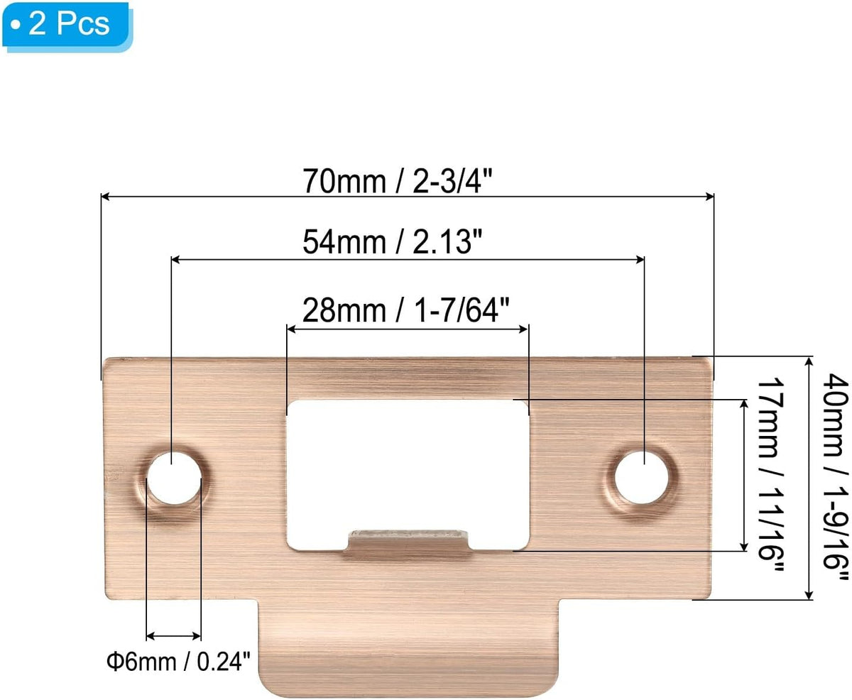 ya 26 10.21 baidi 2-3/4 Stainless T Strike Door Lock Strike Plate, Red Bronze 2 Pcs
