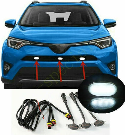 ya 4 8.10 for Toyota RAV4 2014-2018 Smoky Front Grille White LED Light Raptor Style Cover