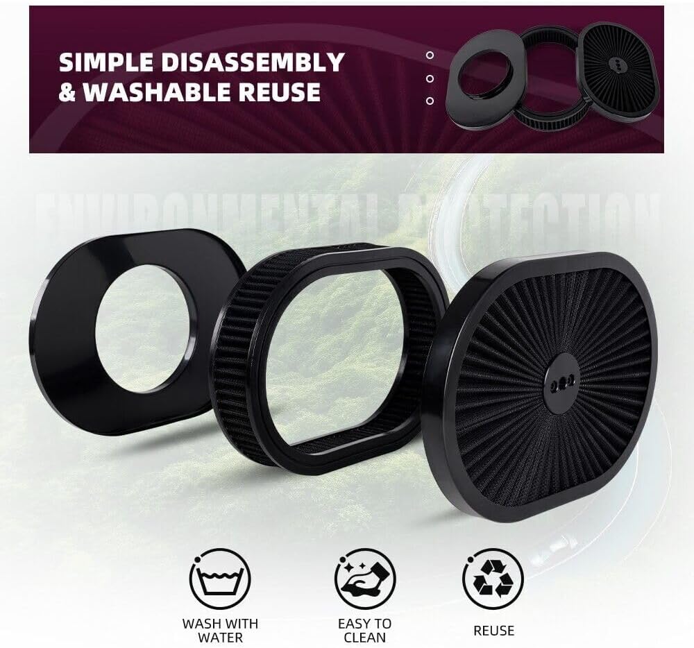 ya 13 9.15 baidi BK 12 Oval Full Finned Air Cleaner Washable Filter For 5-1/8 Carburetors Demon