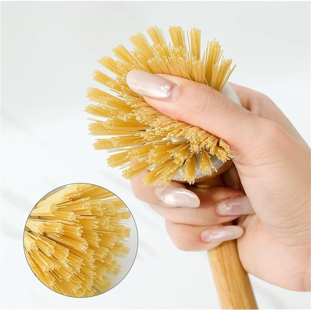 ya 14 9.20 baidi Kitchen Cleaning Brushes Set 3 Pcs Wooden Long Handle Pot Brushes with Scraper-1