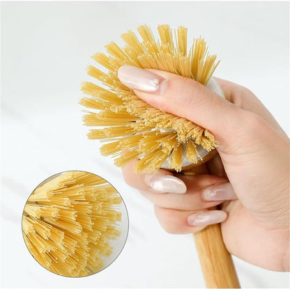 ya 14 9.20 baidi Kitchen Cleaning Brushes Set 3 Pcs Wooden Long Handle Pot Brushes with Scraper-1
