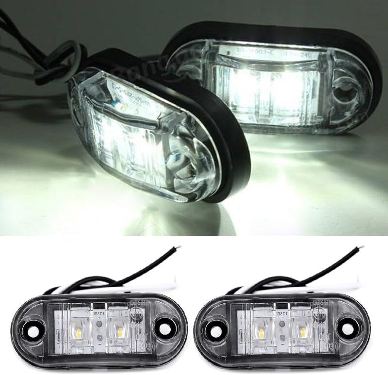 ya 13 9.15 baidi LED 2pcs White Side Marker Lights Super Clearance Car Truck Trailer Tail Set