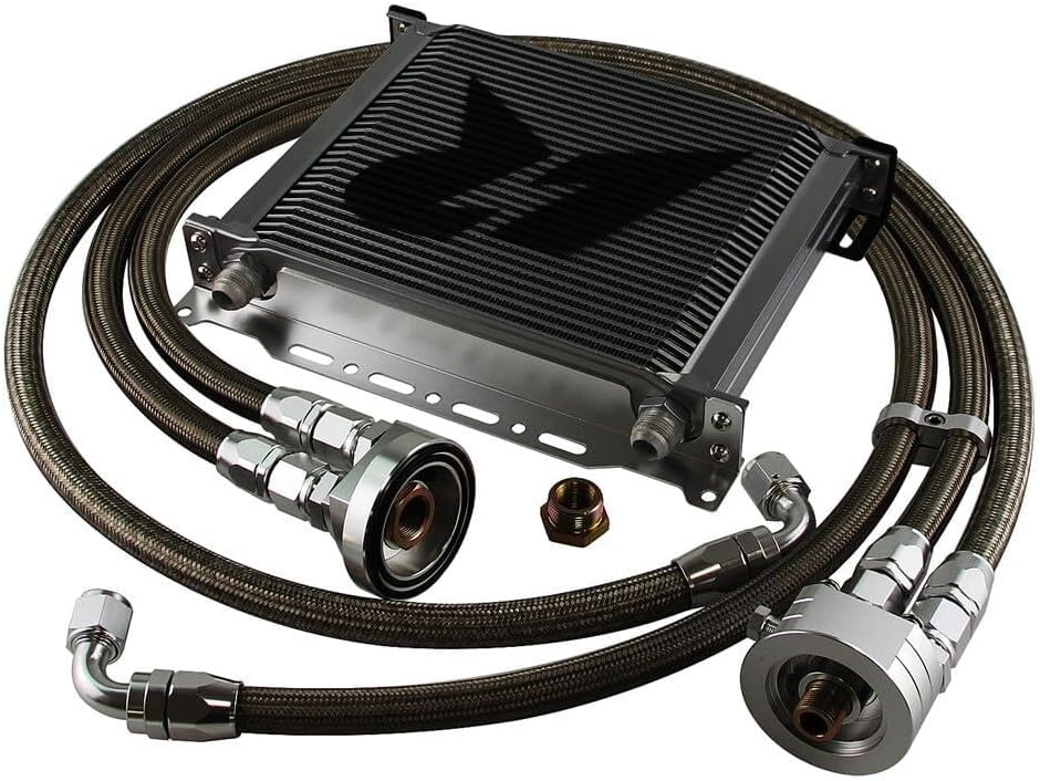 ya 12 10.8 baidi LR 30 Row AN10 Oil cooler w/Bracket+Filter Relocation Adapter Hose Kit Silver