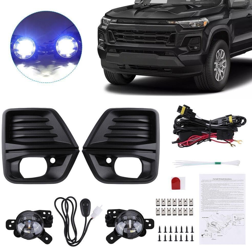 ya 4 8.14 for Chevrolet COLORADO 2023-2024 Front Pump LED Fog Light with Cover + Wire Cover 