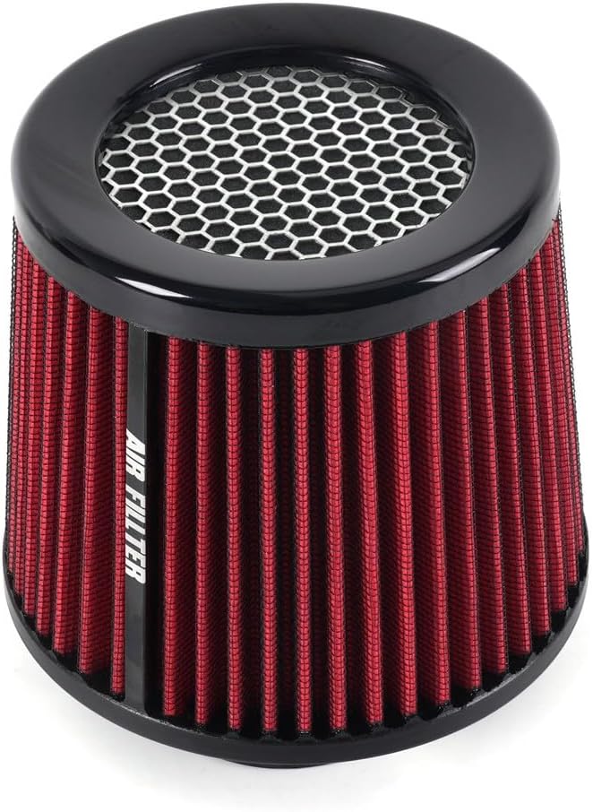ya 13 9.15 baidi Universal 3 Inch 76mm Inlet Air Intake Cone Filter Replacement Air Filter RED