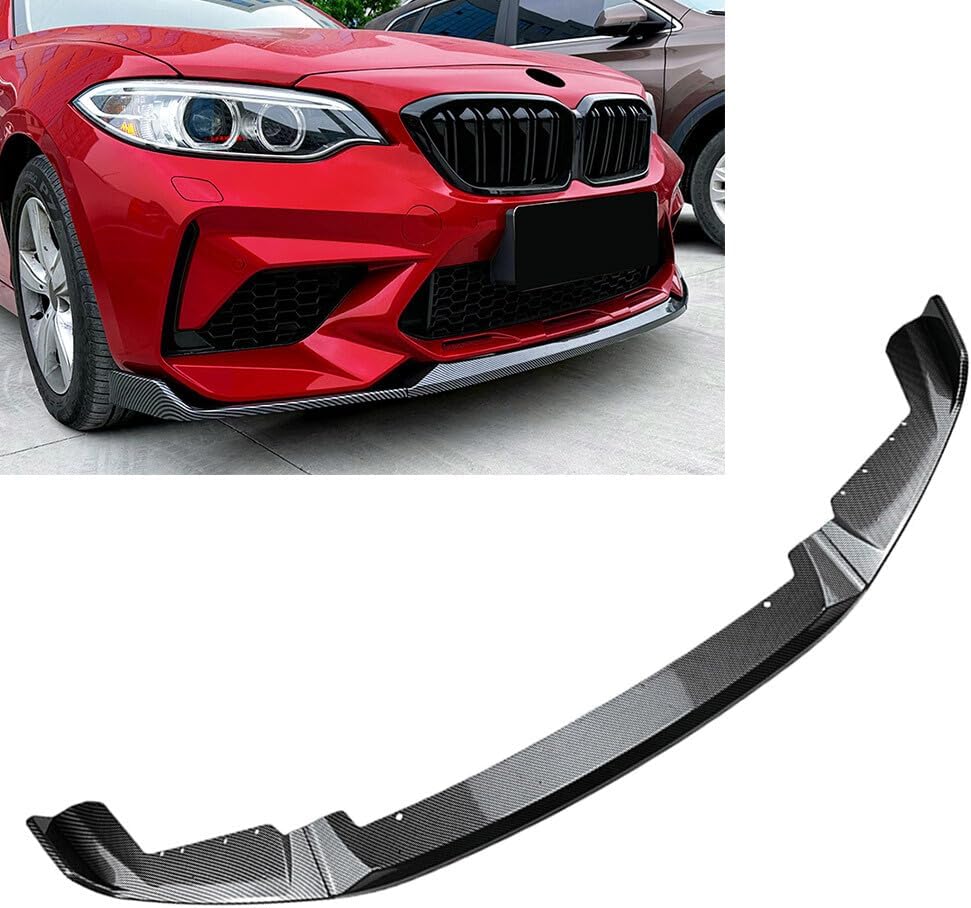 ya 2 8.15 CS Style Front Bumper Spoiler Lip for BMW F87 M2 2016-2021 Carbon Fiber Black