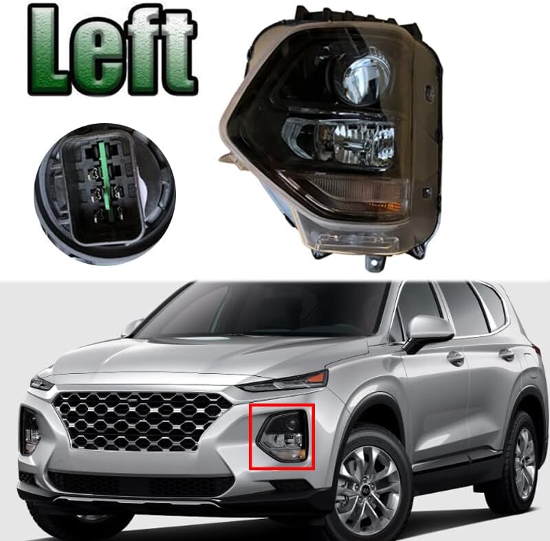 ya 6 8.24 baidi Left Halogen Front Bumper Fog Light Assembly for Hyundai Santa Fe 2019 2020