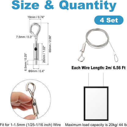 ya 26 10.21 baidi 4 Pcs 2m x 1.5mm Heavy Duty Adjustable Picture Hanging Wire Kit with Loop & Hook