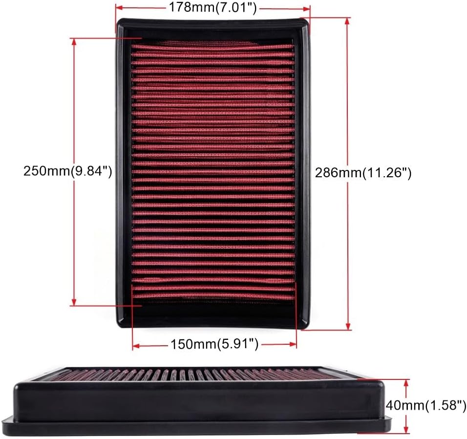 ya 13 9.15 baidi Per for MAN ce Engine Air Filter High-Flow Washable Replace 33-3005