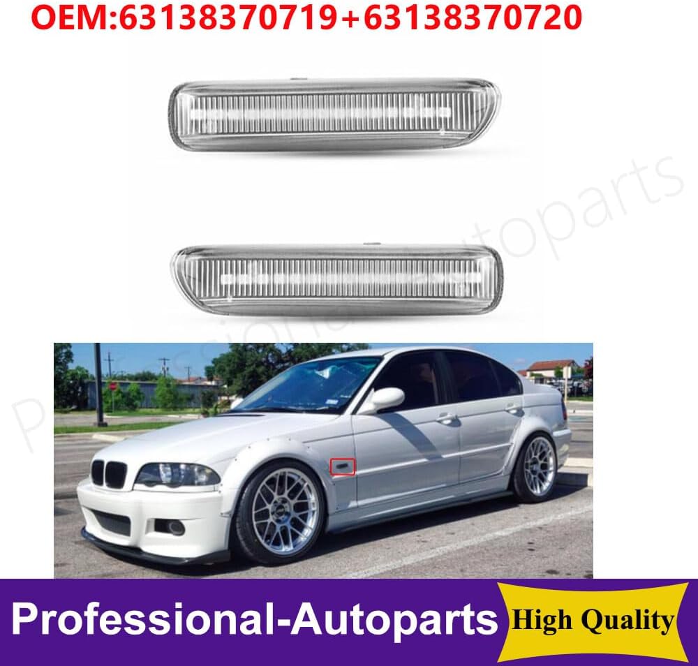 ya 6 8.24 baidi 1Pair Front Left+RightSide Marker Indicator Light for BMW 3 Series E46 325i 330i