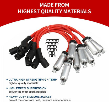 ya 9 10.24 8-pack square ignition coil + spark plug wire suitable for Chevrolet for GMC 4.8L 5.3L 6.0L 8.1L-