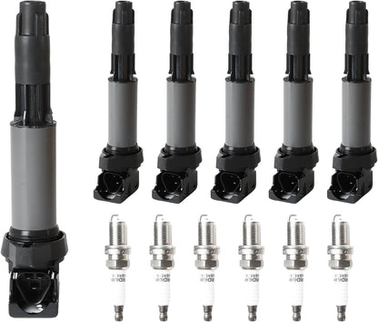 ya 9 10.24 6x Ignition Coil & 6x Platinum Spark Plug for BMW 330Ci 325Ci 525i UF522