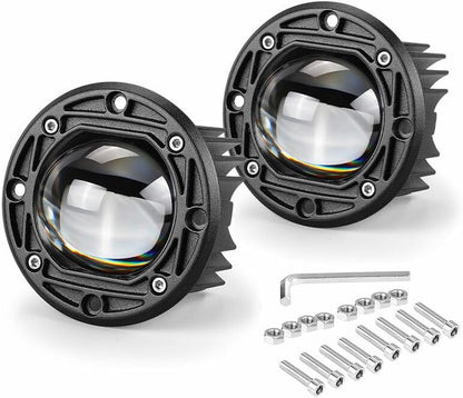 ya 9 10.24 2x 3 Flush Mount LED Work Light Bar Pods Spot Driving Fog Offroad Yellow+White