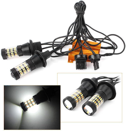ya 4 8.8 T20 7440 4014 60SMD White Amber Switch LED Turn Signal Bulb Dual Color 