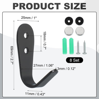 ya 26 10.21 baidi 8Pcs 2.7x0.12 Stainless Steel Coat Hooks Wall Mounted Hanger for Towels Black
