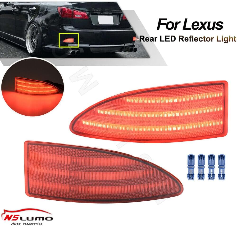 ya 7 8.24 baidi Red Lens LED Rear Bumper Reflector Break Light for 2006-2013 for Lexus IS250 IS350 