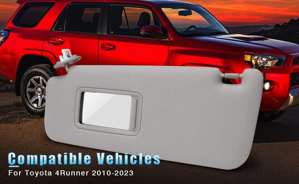 ya 11 9.14 baidi1x for 2010-2022 for Toyota for 4Runner Front Left Side Grey Sun Visor New 7432035A91B1