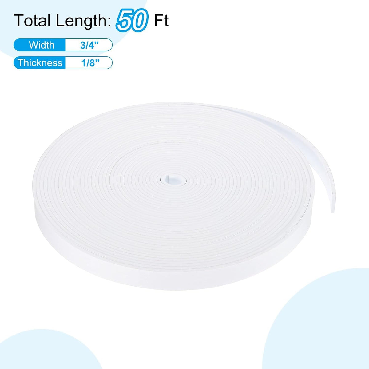 ya 26 10.21 baidi Weather Stripping Door Seal 3/4 x 1/8 x 50 Feet Self Adhesive White