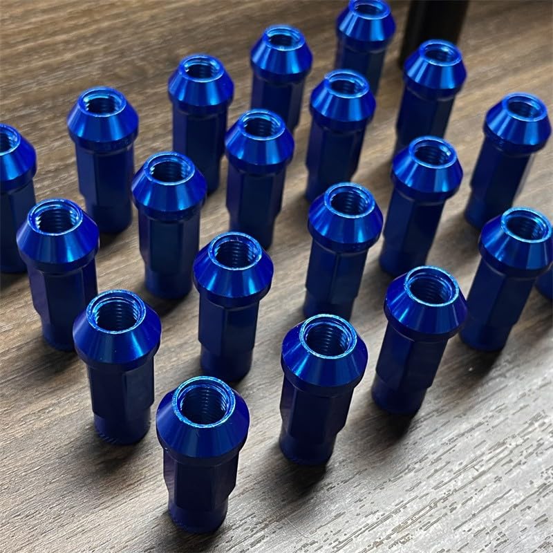 ya 10 9.16 baidi M12x1.5 Lug Nuts 48mm Steel 20 Pieces Open Wheel Nut Bolts with Socket Key Blue -