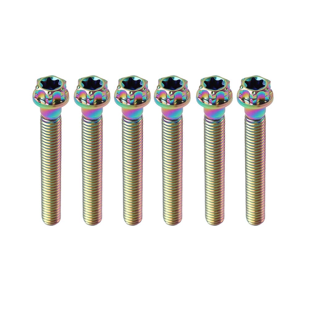 ya 9 10.24 6pcs Bolts Torx Head Flange Screws M8x55mm Rainbow for Motorcycle Bike