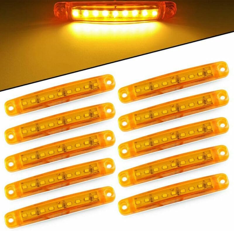 ya 4 8.10 10x LED Side Marker Lights Clearance Amber Lamp Truck Trailer Caravan Multi Volt