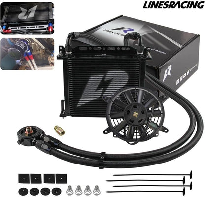 ya 12 10.8 baidi LR 30 Row AN10 Oil Cooler Kit+Filter Adapter Hose Kit +7 Electric Fan Kit Black