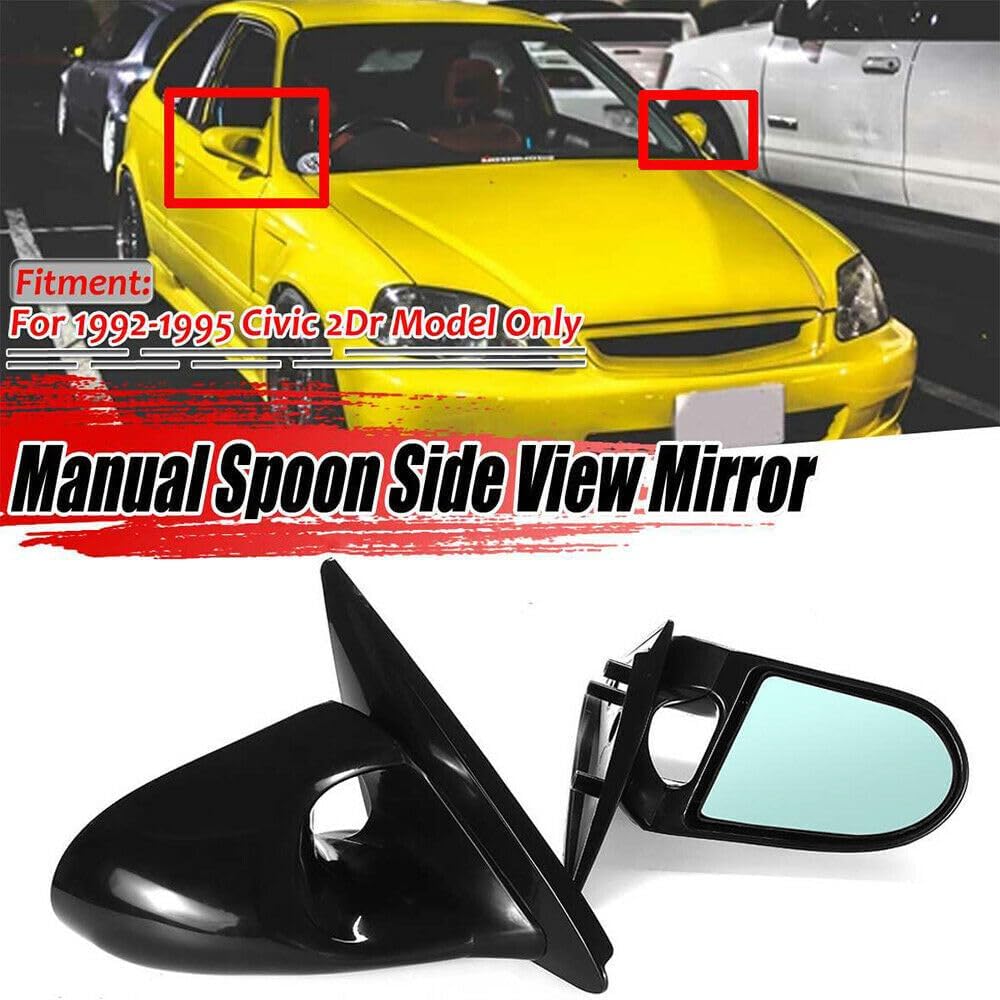 ya 11 9.14 baidiPair Manual Rear View Side Mirror Fit for Honda for Civic EG EX 2Dr 1992-1995 Black